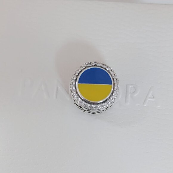 Pandora Ukraine Flag Bead Charm Travel Destination Pendant S925 Silver with box - Picture 4 of 6